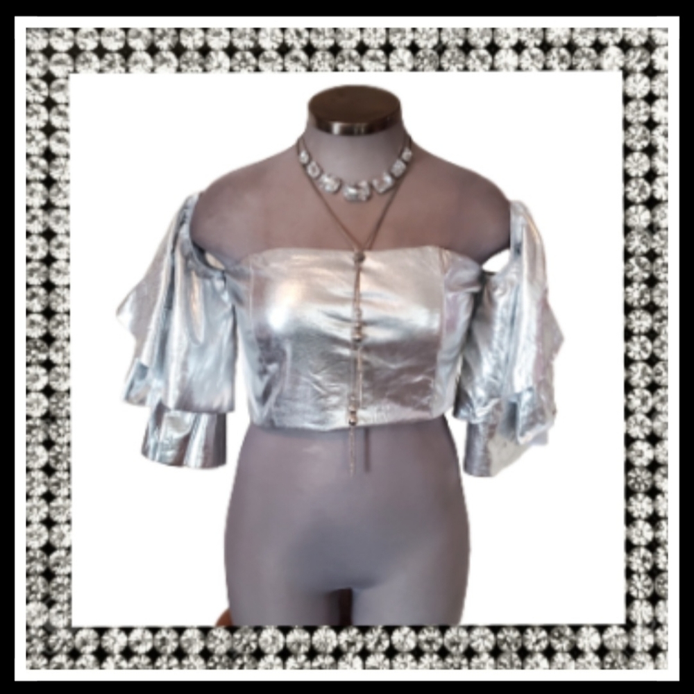 LIQUID SILVER ☆ SAMBA STYLE ☆ CROP TOP ☆ NWOT